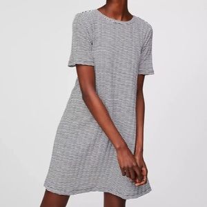 LOFT Black and White Striped TShirt Dress w/ Bow